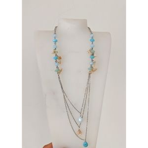 Three Strand Chain Necklace w/ Varying Stones